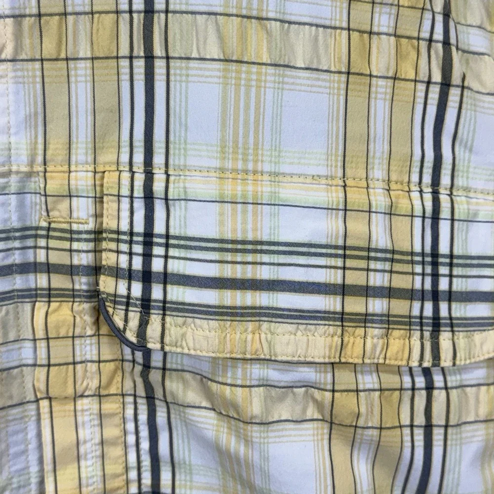 Woolrich Men's Catalyst Vented Hiking Fishing Shirt M Yellow Plaid Short Sleeve